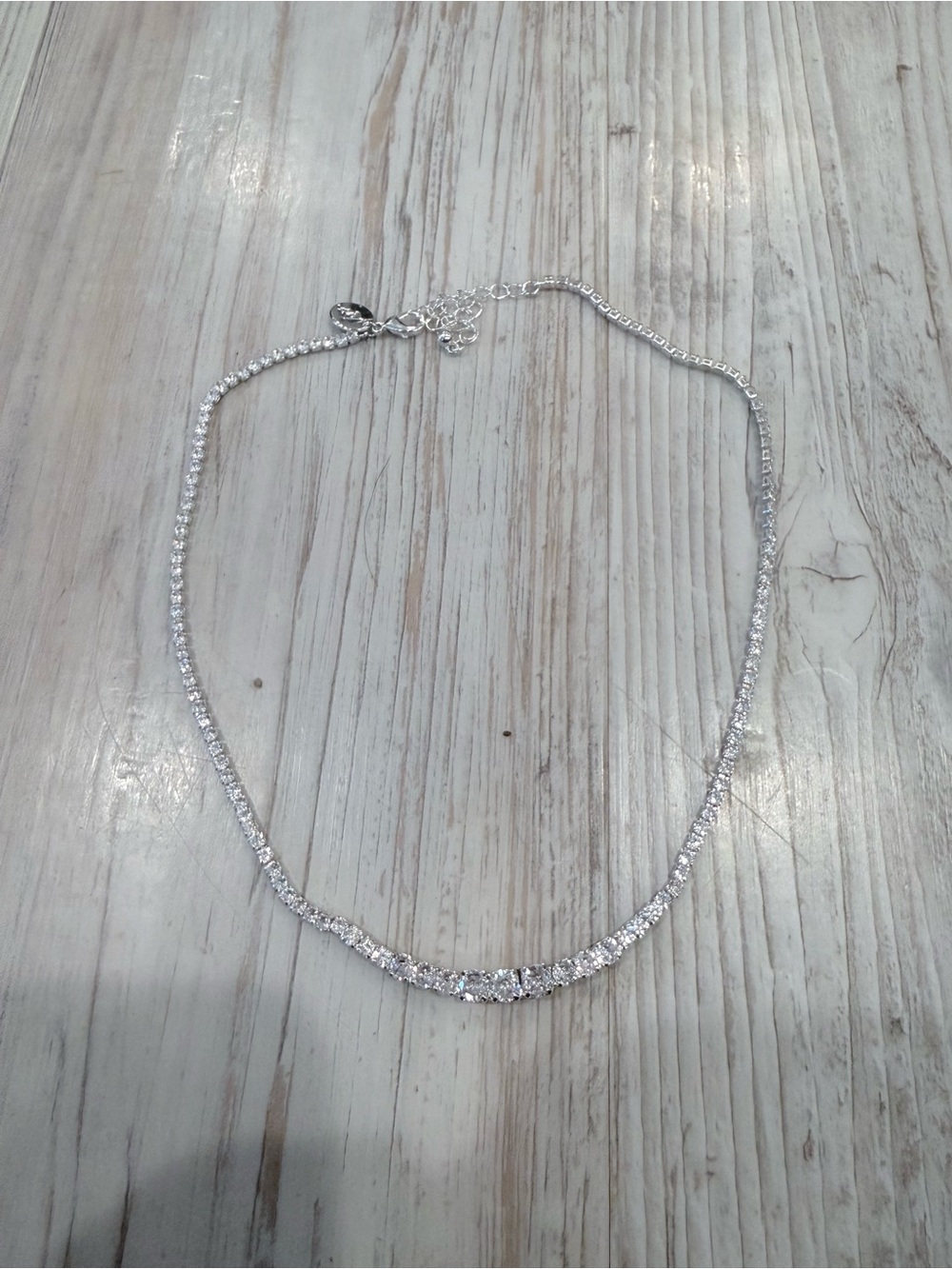 Elegant Silver Crystal Tennis Necklace - Women Jewelry